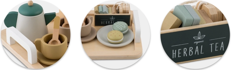 Houten uitvoering in pastelkleuren