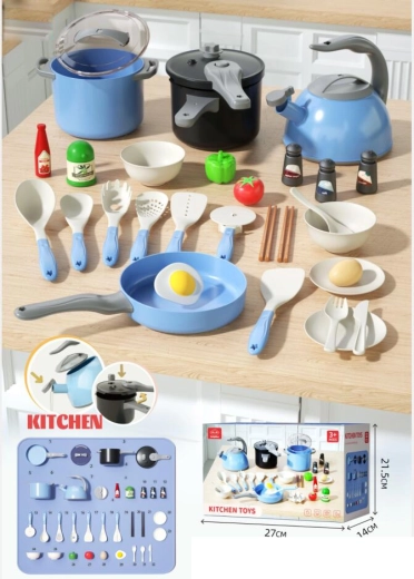 Keukenset 32-delig, blauw