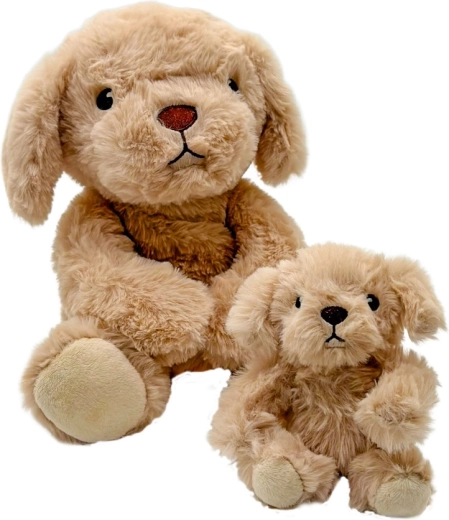Steppos pluchen hondje voor in de magnetron met puppy