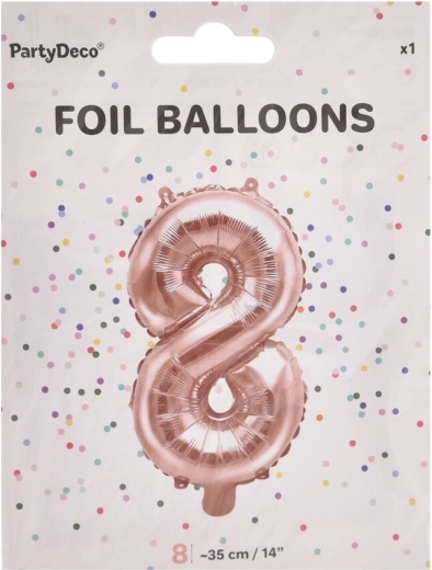 Folieballon cijfer 8 parelroze 35 cm
