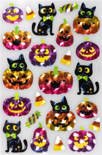 Kleurrijke metallic stickers Halloween - 1 stuk
