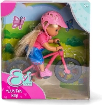 Evi Love pop op een mountainbike