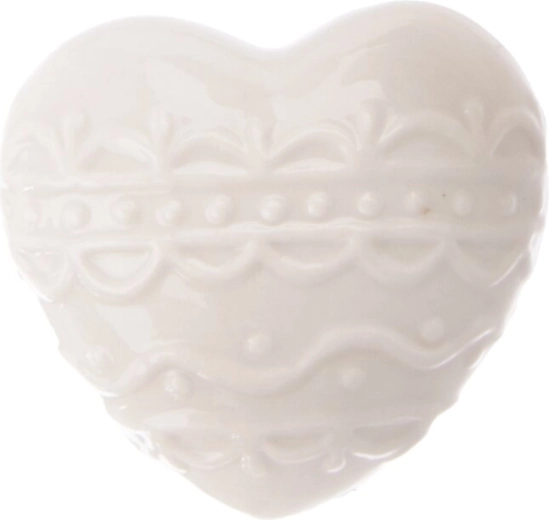 Wit porseleinen hart 6 × 4 × 6 cm