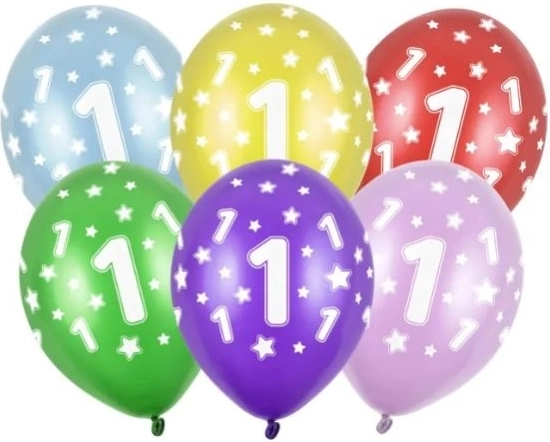 Metallische ballonnen voor de 1e verjaardag 30 cm, set 50 stuks