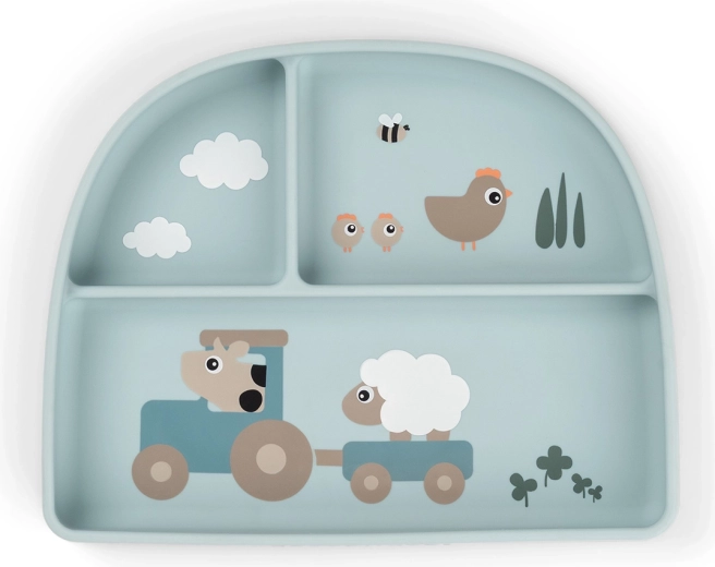 Done by Deer zuignap verdeeld bord Stick&Stay Tiny farm blauw