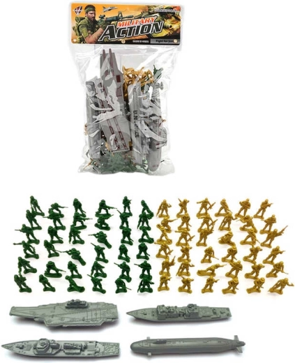 Militaire set soldatenfiguren met oorlogsschepen 76 stuks
