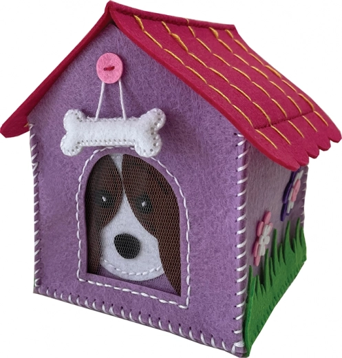 Vilt doosjes Hondje paars TOYS INN – creatieve naaikit voor kinderen