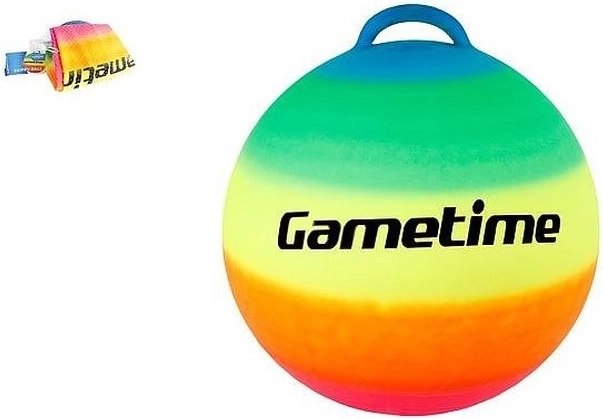 Springbal 55 cm regenboog met handvat