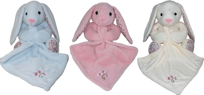 Pluchen konijntje met zacht knuffeldoekje 18 cm