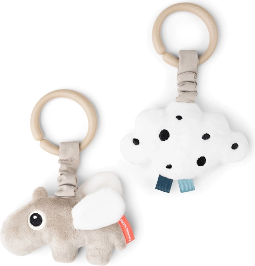 Done by Deer hangende activiteitsspeeltjes Happy clouds zandkleurig - 2 stuks