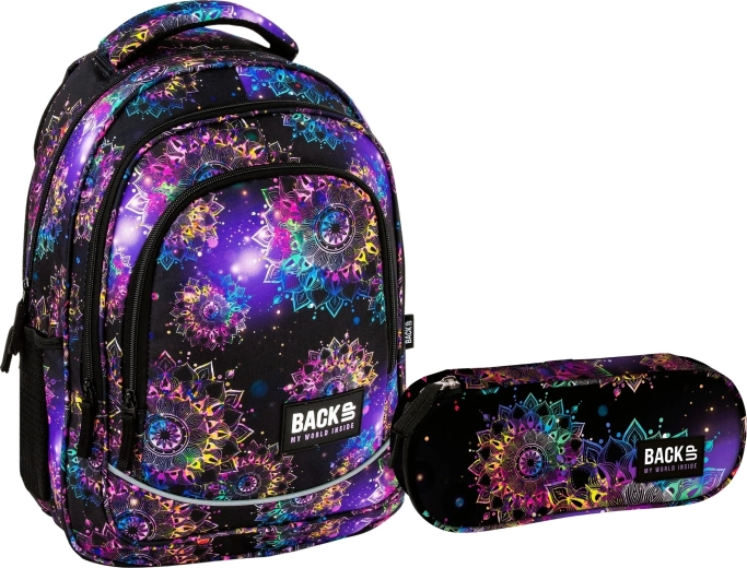 Schoolset BackUP Spring Flowers 2-in-1 (rugzak en gevulde etui)