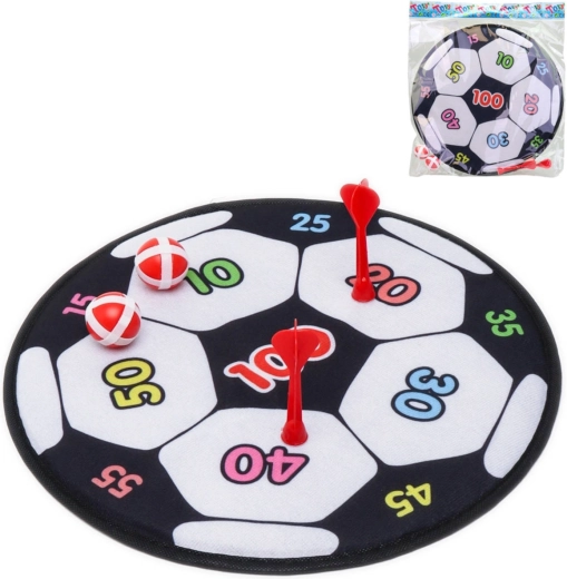 Stoffen klittenbanddoel met voetbalmotief, pijltjes en ballen