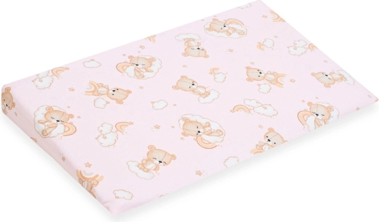 Hoes voor kinder wigkussen 59 × 37 cm roze beertje