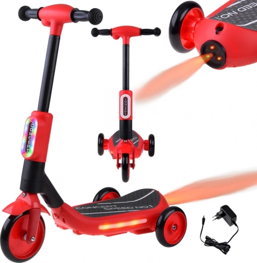 Elektrische driewielerstep voor kinderen met LED-verlichting en stoom-effect – Rood