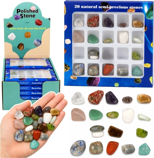 Set halfedelstenen – gepolijste mineralen (20 stuks)