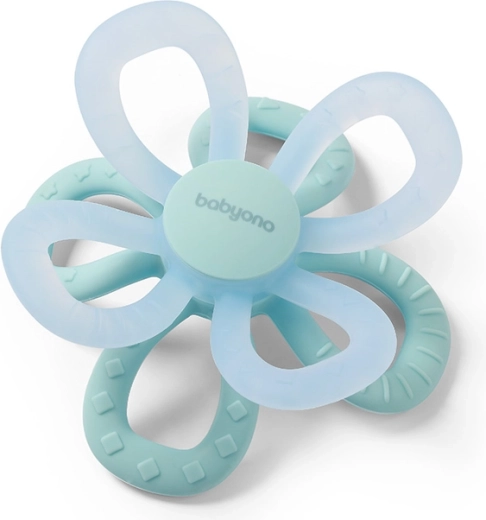 Babyono siliconen bijtring Flower blauw
