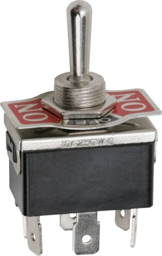 Metalen tuimelschakelaar DPDT ON-OFF-ON 10 A 250 V