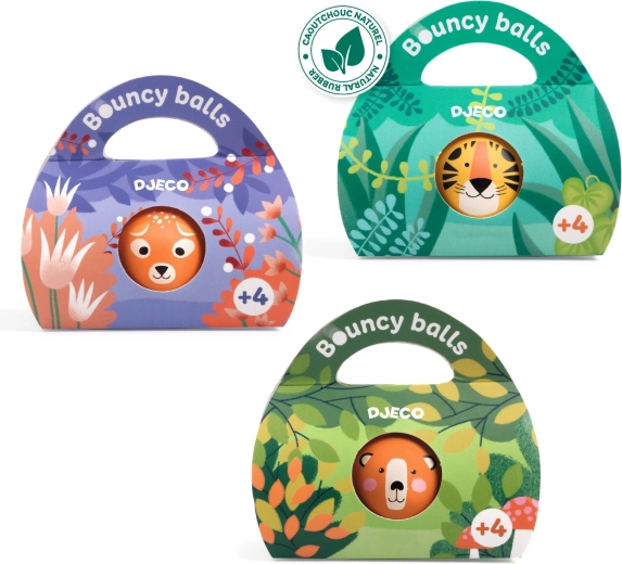 Stuiterbal van natuurlijk rubber met wilde dierenmotief DJECO