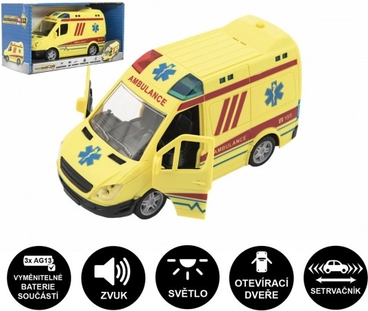Plastic Ambulance met Geluid en Licht op Travaan 20 cm