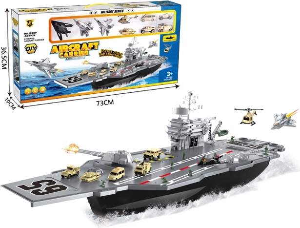 militaire vliegdekschip met jagers