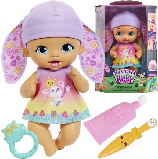 My Garden Baby konijnenbaby met tandenpoetsen – pop met accessoires 30 cm