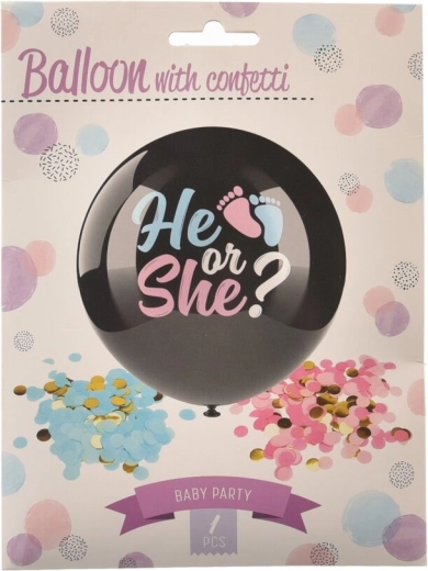 Latex ballon BOY/GIRL met confetti 90 cm