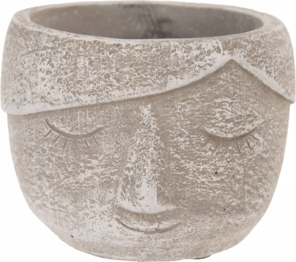 Decoratieve betonnen bloempot hoofd grijs 12 × 12 × 9 cm