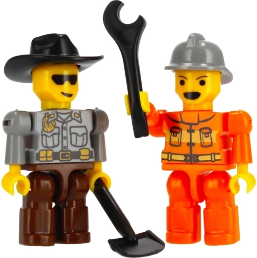 Twee minifiguren en gereedschap voor bouwverhalen