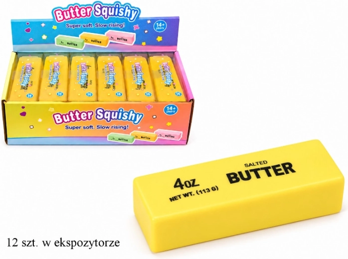 Antistress-knijpbal in de vorm van een klontje boter