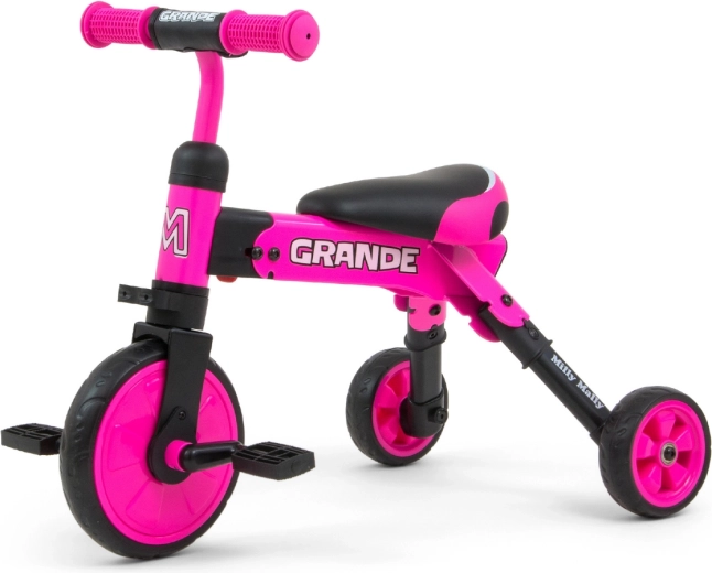 Milly Mally Grande 2-in-1 roze loopfiets en driewieler voor kinderen
