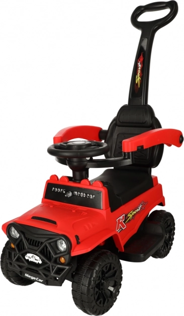 Terreinloopwagen met duwstang, lichten en geluid rood