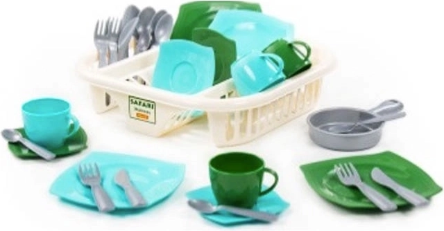 Safari afdruiprekset met servies