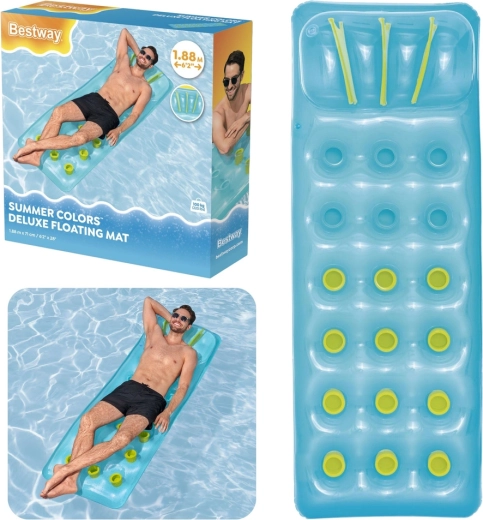 Opblaasbaar drijvend luchtbed Bestway Summer Colors Deluxe blauw