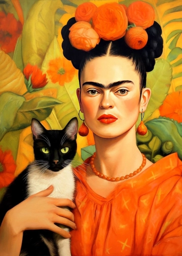 Enjoy puzzel Frida Kahlo met kat 1000 stukjes