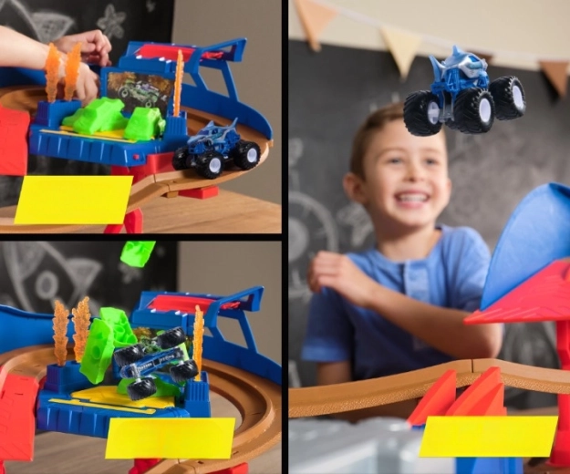 Verlichte crashzone en stuntobstakels