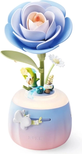 RoboTime 3D mechanische bouwset voor nachtaromalamp Camelia blauw