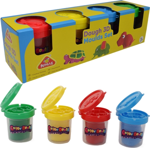 Sparkys boetseerklei met 3D-vormen, set van 4 kleuren