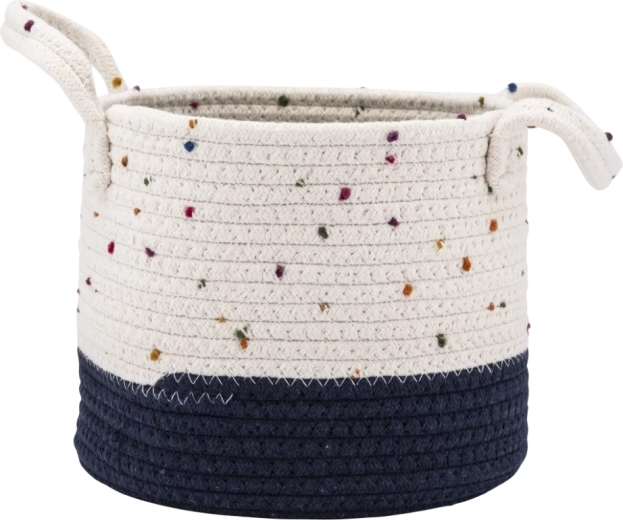 Gevlochten opbergmand wit–donkerblauw 22 × 22 × 18 cm