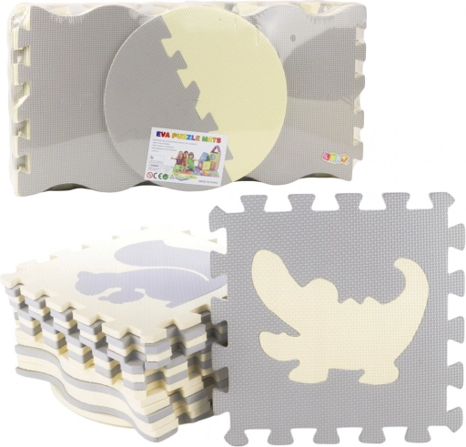 Zachte EVA-schuim puzzelmat, educatieve speelbox, beige en grijs, 25 stuks