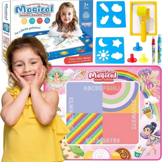 Woopie watertekenmat XXL 100 × 80 cm – feeën, roze