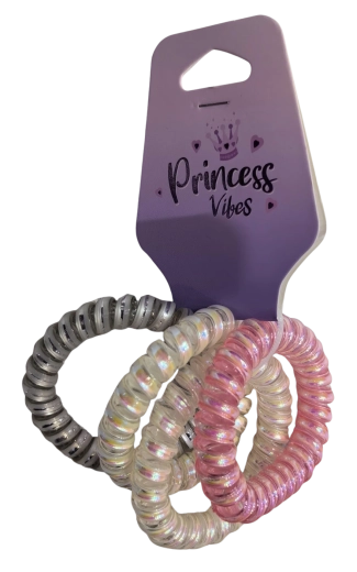 PINK set spiraal-haarelastiekjes parelmoer en metallic (4 stuks)