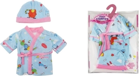 Blauwe badjas met muts voor poppen 40-45 cm