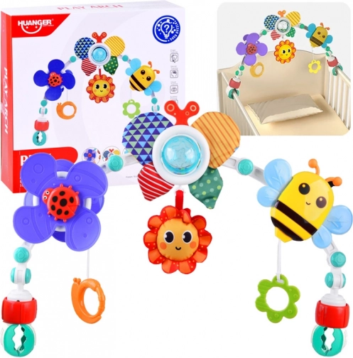 kleurrijke hangboog voor kinderwagen, wieg en autostoel voor baby’s