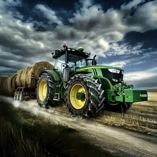 Diamantschilderen tractor in actie 30 × 40 cm