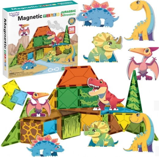 Magnetische bouwset 7,5 cm dinosaurussen 30 stuks WOOPIE