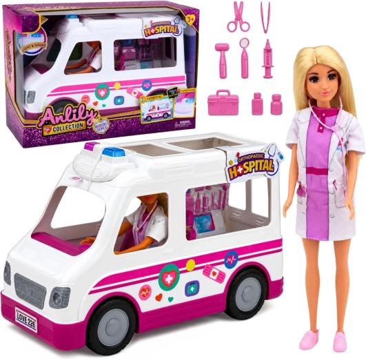 Anlily-pop als dokter met ambulance met licht en geluid