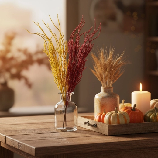 Herfstdecoratietakje met glitters - 1 stuk