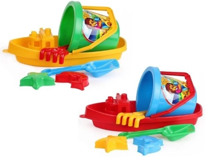 TechnoK zandset – bootje, emmer, schepje, harkje en vormpjes
