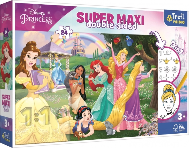 dubbelzijdige puzzel 24 stukjes disney princess super maxi om in te kleuren