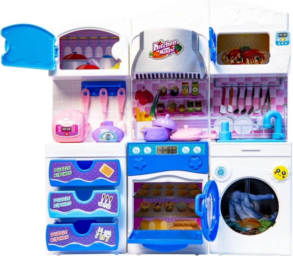 Keukenset voor poppen in blauwe uitvoering